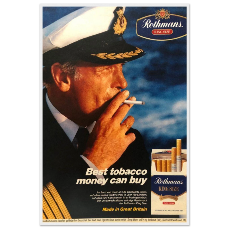 Rothmans King Size Best Tobacco Money Can Buy Vintage Poster Ad