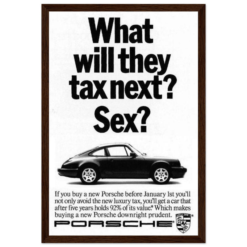 Porsche Tax Vintage Poster Ad