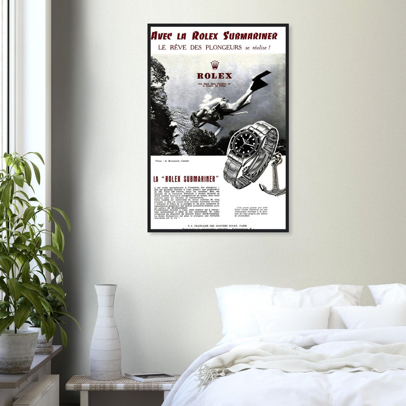 Avec La Rolex Submariner Vintage Poster Ad