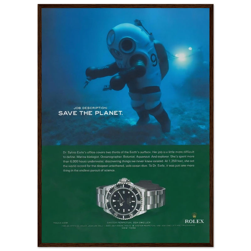 Rolex Sea-Dweller Save The Planet Vintage Poster Ad