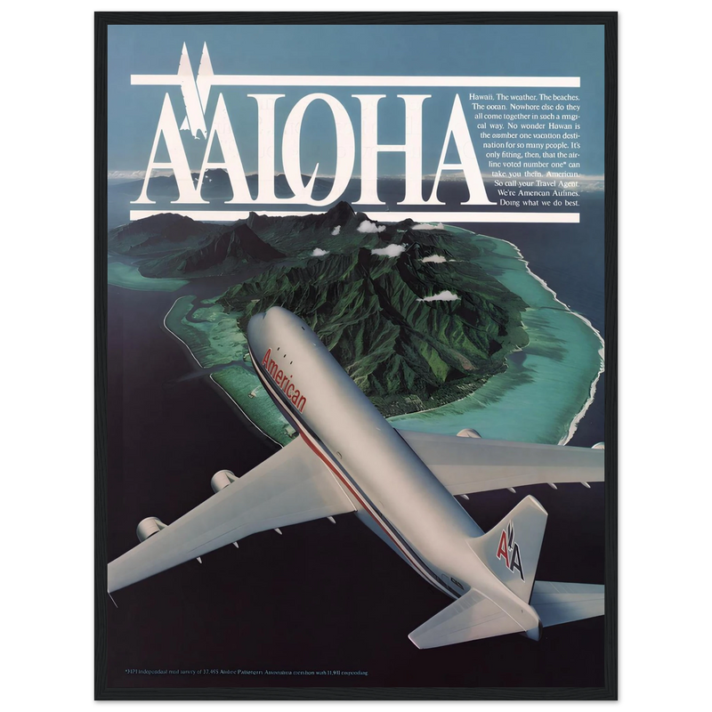 American Airlines AALOHA 1981 Vintage Poster Ad
