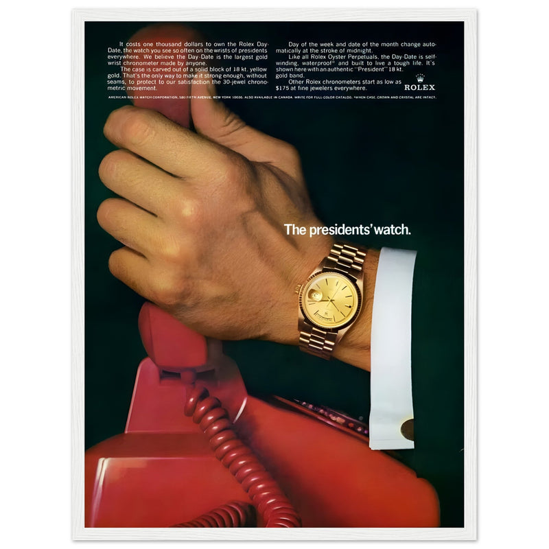 Rolex Day-Date The President's Watch Vintage Poster Ad