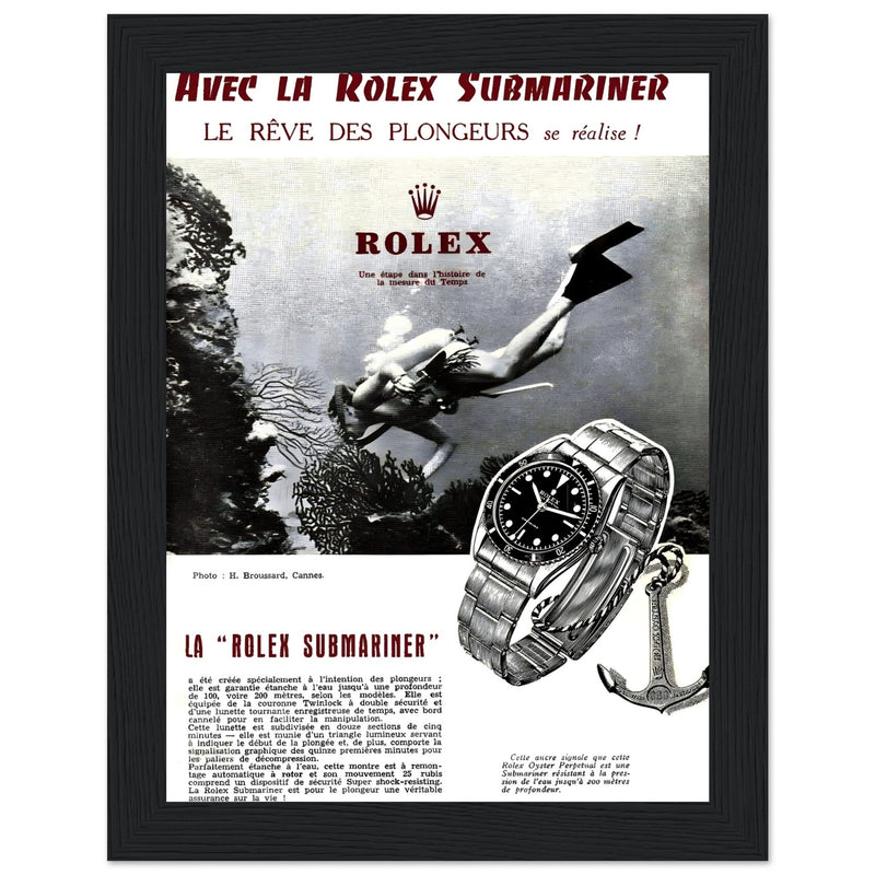 Avec La Rolex Submariner Vintage Poster Ad