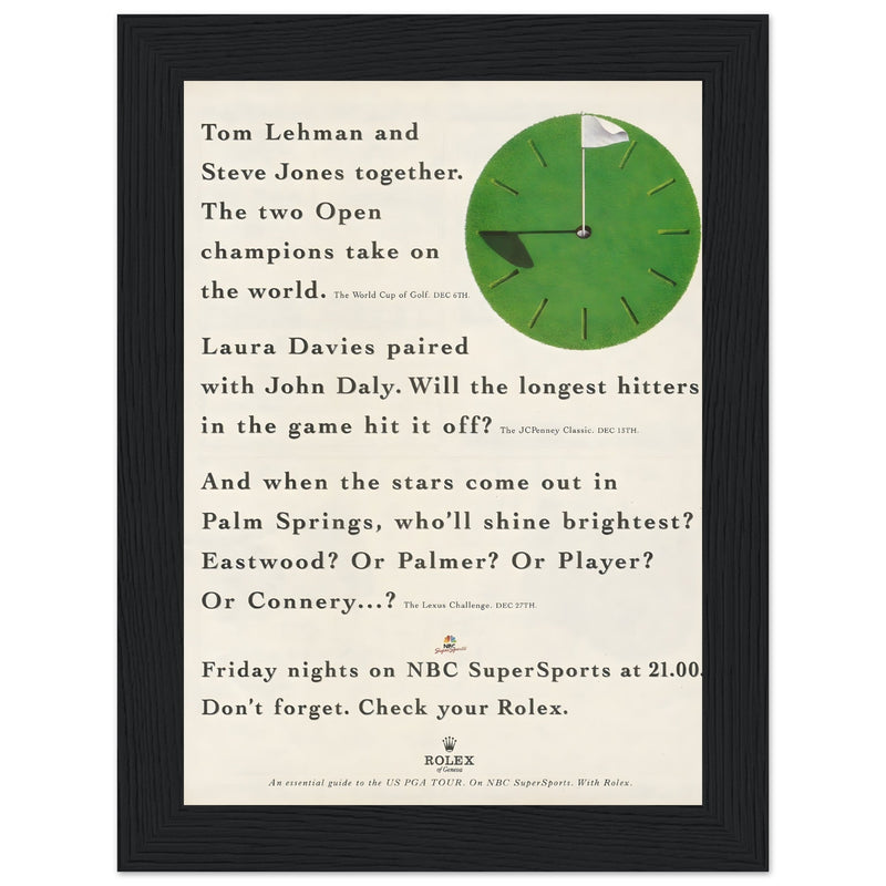 Rolex World Cup Of Golf Vintage Poster Ad
