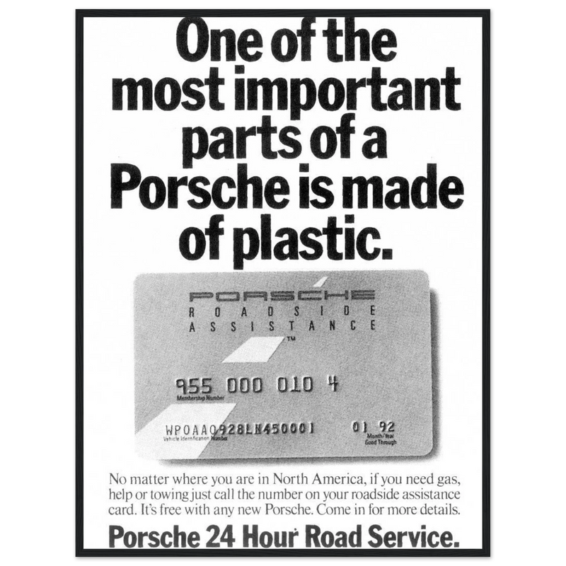 Porsche - 24 Hour Road Service Vintage Poster Ad