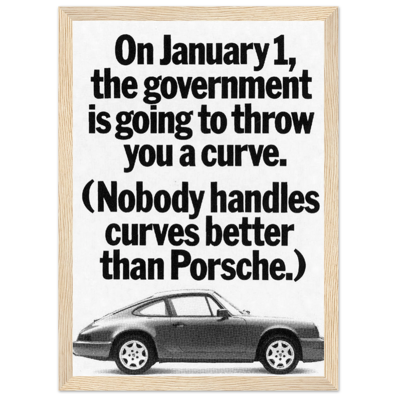 Porsche 911 Nobody Handles Curves Better Vintage Poster Ad