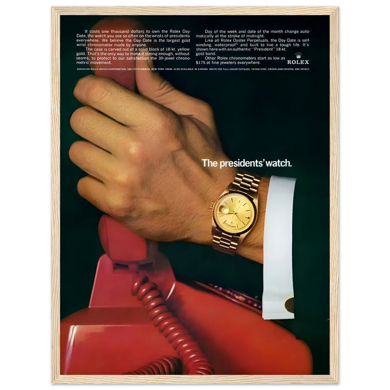 Rolex Day-Date The President's Watch Vintage Poster Ad