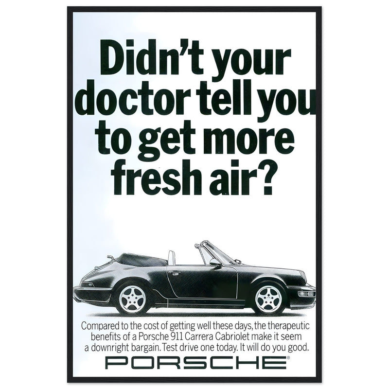 Porsche 911 Fresh Air Vintage Poster Ad