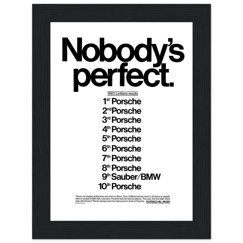 Porsche Nobody's Perfect Le Man Vintage Poster Ad