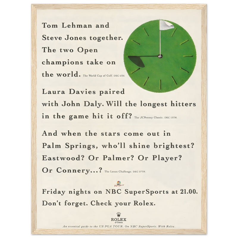 Rolex World Cup Of Golf Vintage Poster Ad