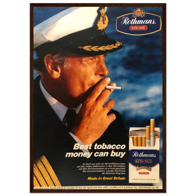 Rothmans King Size Best Tobacco Money Can Buy Vintage Poster Ad