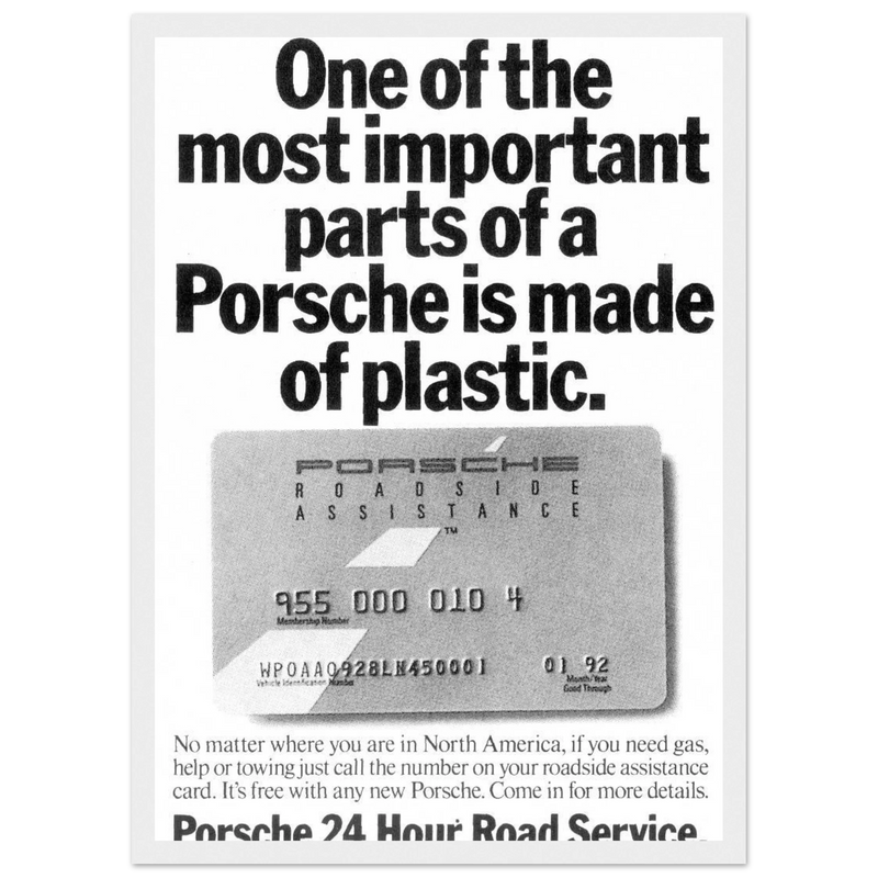 Porsche - 24 Hour Road Service Vintage Poster Ad