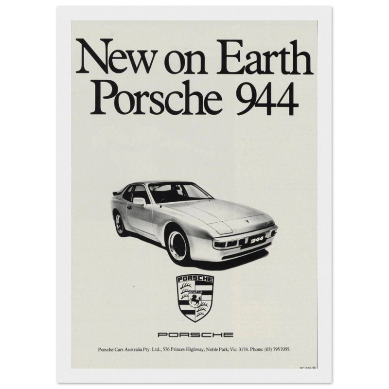 Porsche 944 New on Earth Vintage Poster Ad