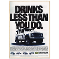 Land Rover Defender Drinks Less Than You Do Vintage Poster Ad