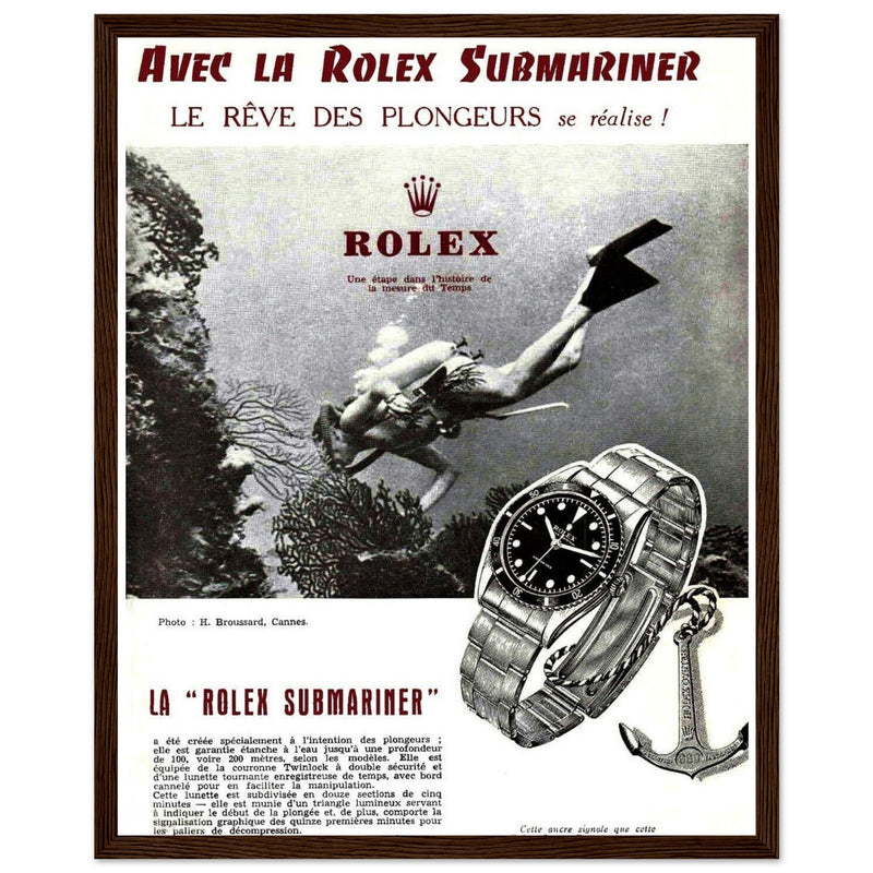 Avec La Rolex Submariner Vintage Poster Ad