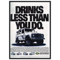 Land Rover Defender Drinks Less Than You Do Vintage Poster Ad