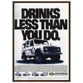 Land Rover Defender Drinks Less Than You Do Vintage Poster Ad