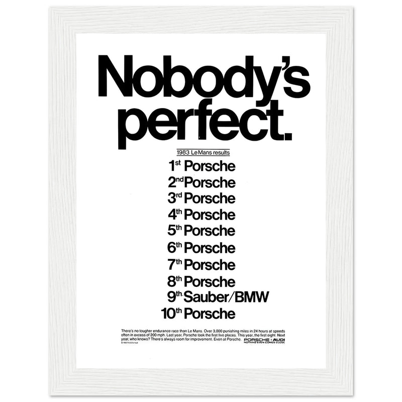 Porsche Nobody's Perfect Le Man Vintage Poster Ad