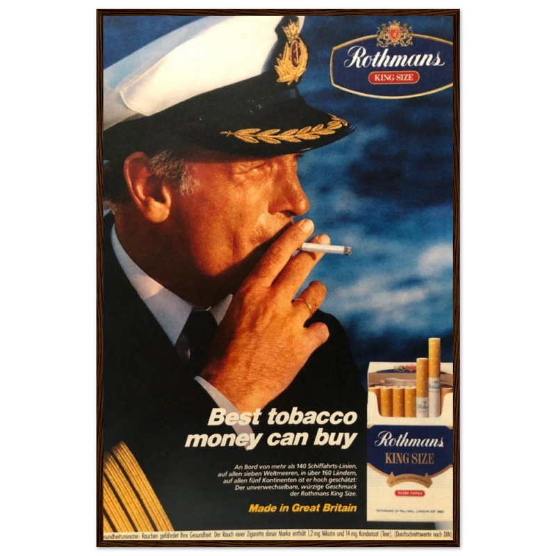 Rothmans King Size Best Tobacco Money Can Buy Vintage Poster Ad