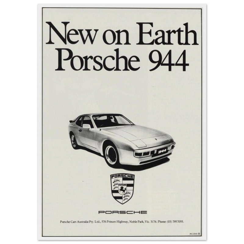 Porsche 944 New on Earth Vintage Poster Ad