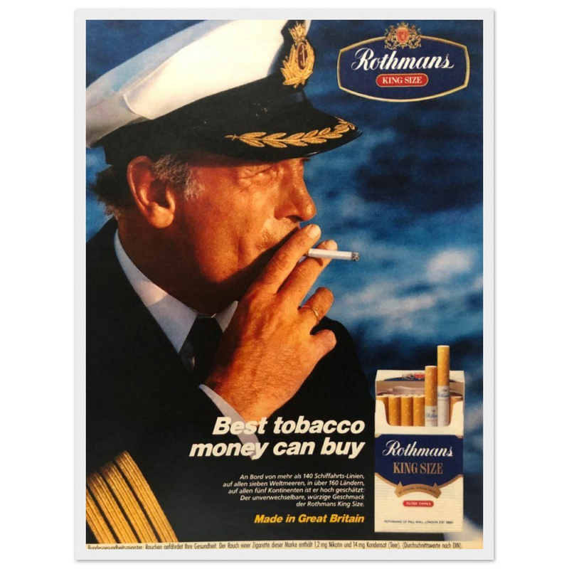 Rothmans King Size Best Tobacco Money Can Buy Vintage Poster Ad