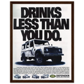 Land Rover Defender Drinks Less Than You Do Vintage Poster Ad