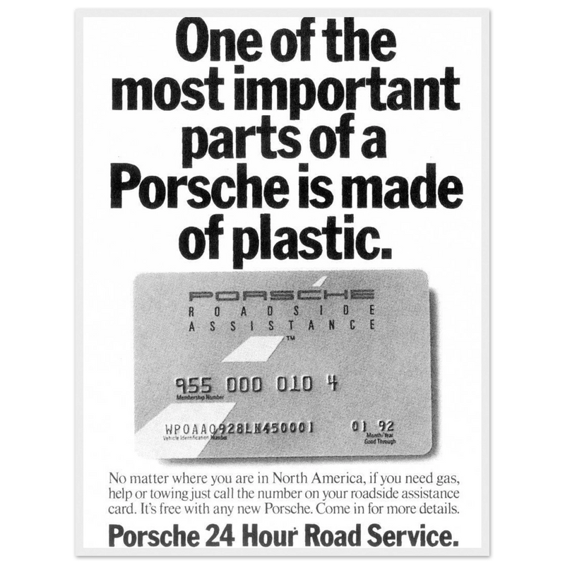 Porsche - 24 Hour Road Service Vintage Poster Ad