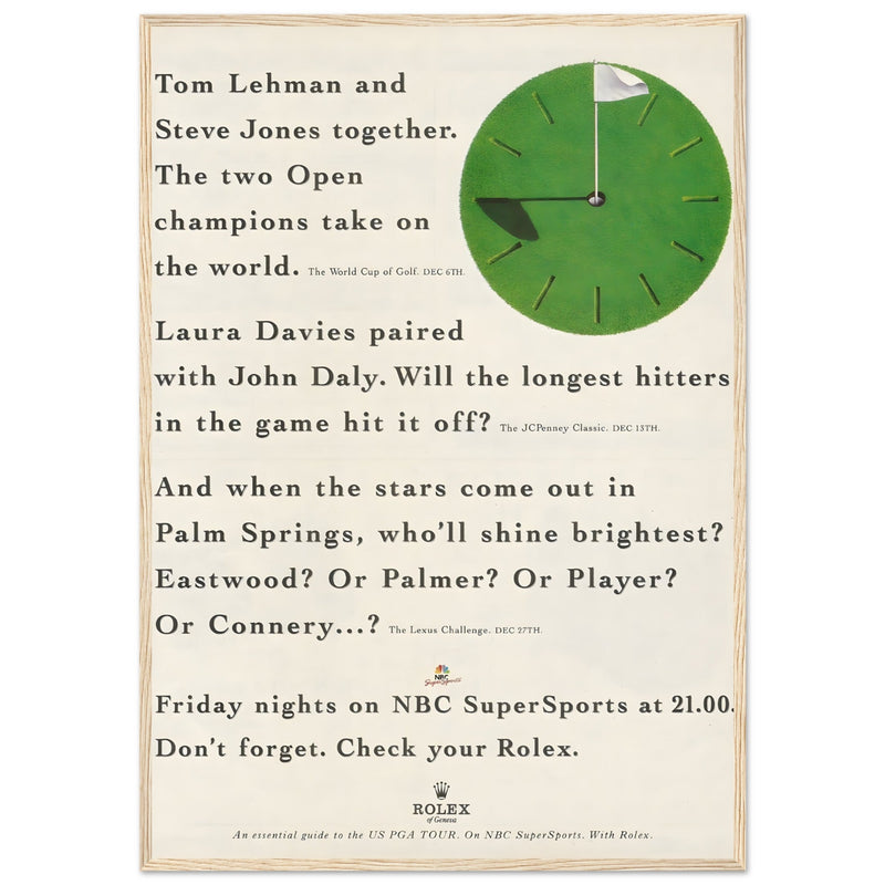 Rolex World Cup Of Golf Vintage Poster Ad