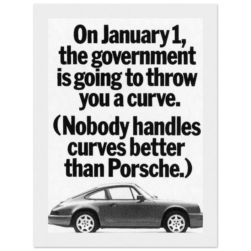 Porsche 911 Nobody Handles Curves Better Vintage Poster Ad