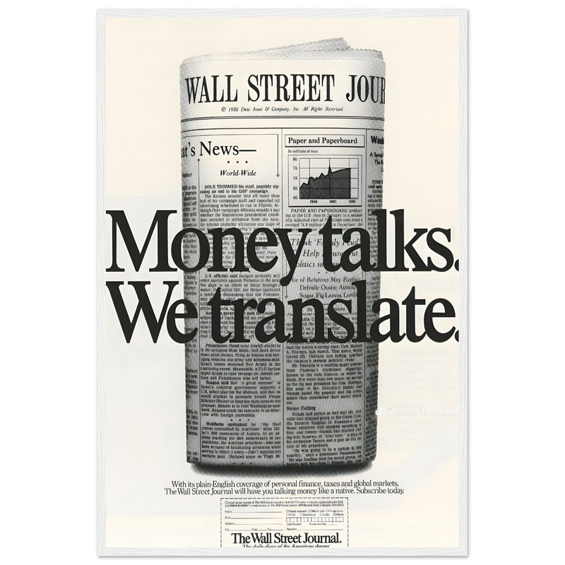 Wall Street Journal 1988 Vintage Poster Ad