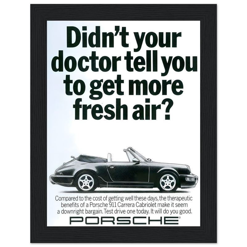 Porsche 911 Fresh Air Vintage Poster Ad