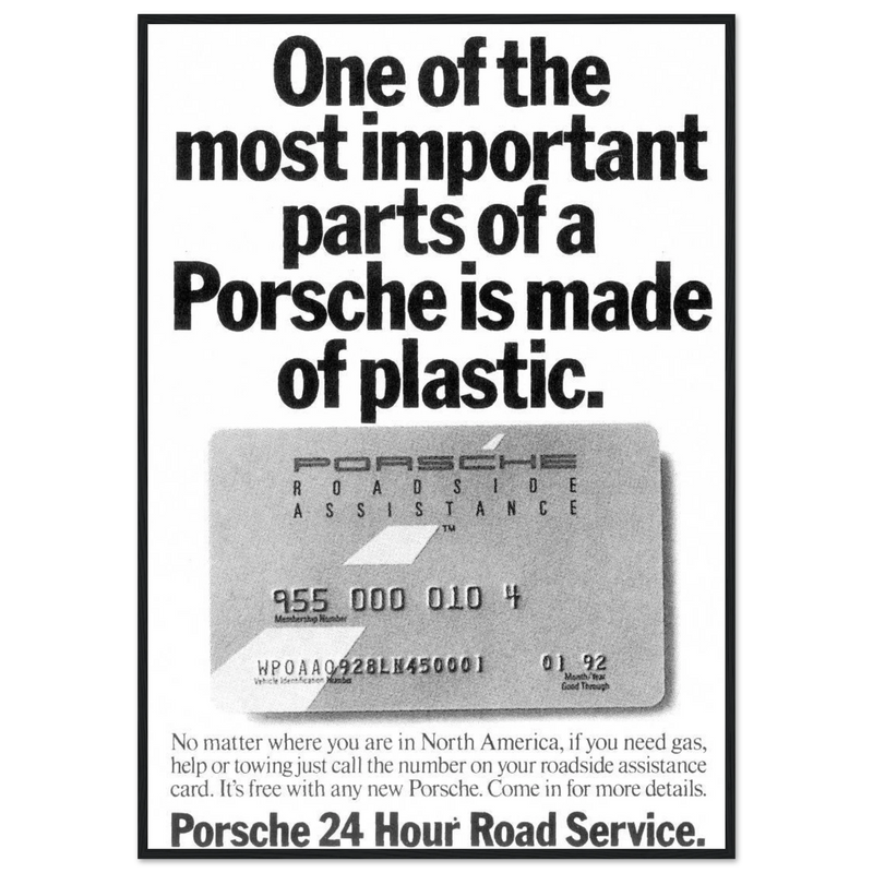 Porsche - 24 Hour Road Service Vintage Poster Ad