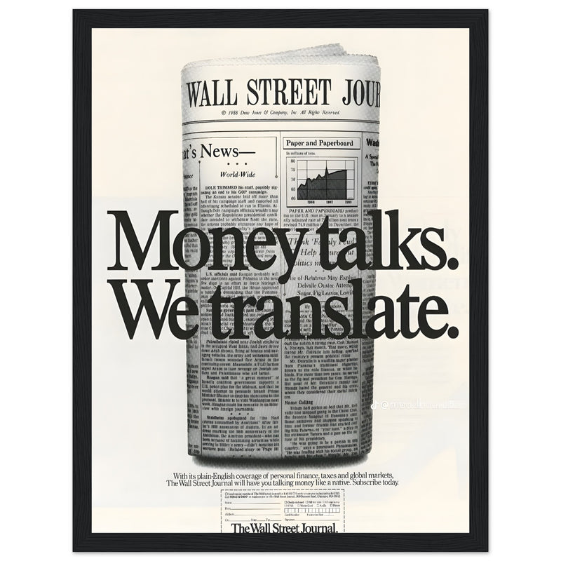 Wall Street Journal 1988 Vintage Poster Ad