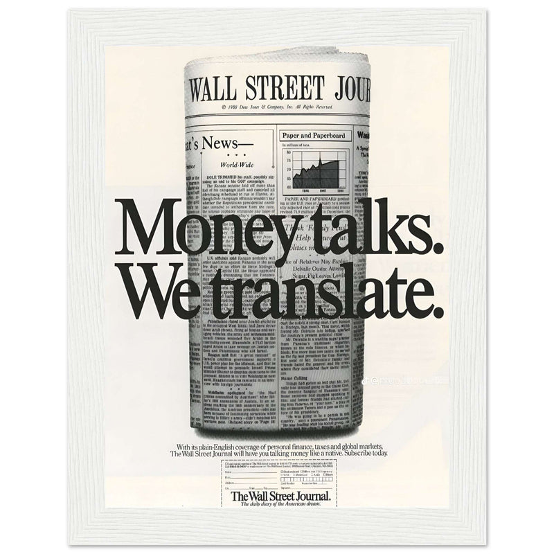 Wall Street Journal 1988 Vintage Poster Ad