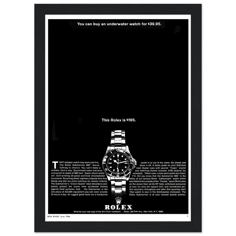 Rolex Submariner Vintage Poster Ad