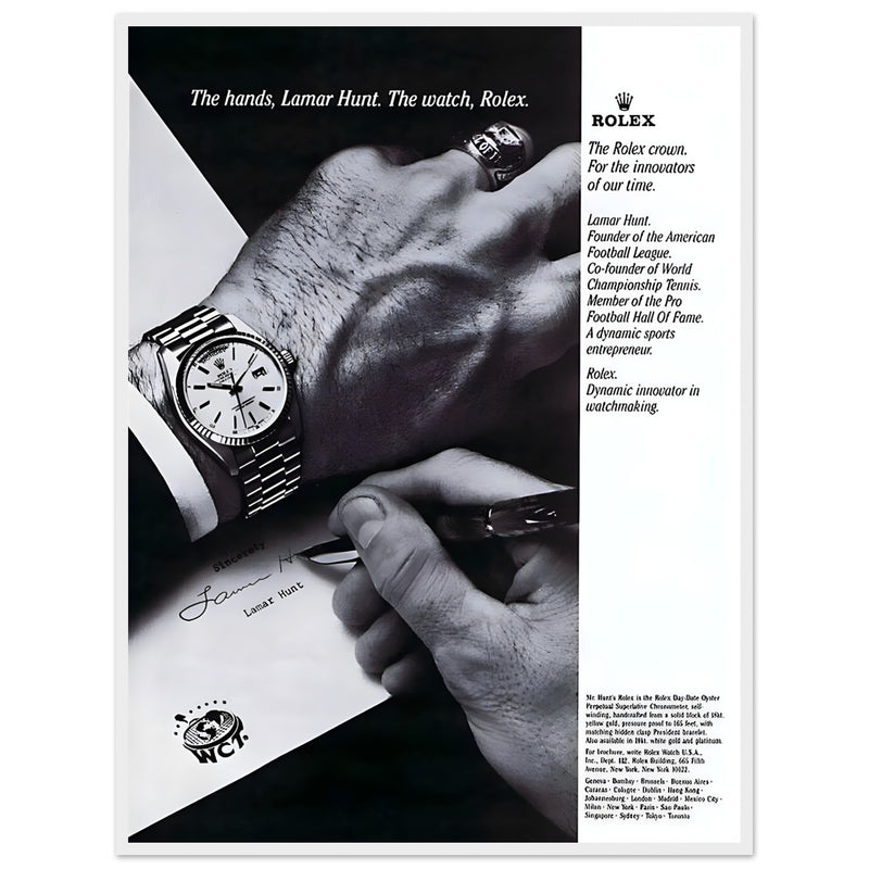 Rolex Lamar Hunt Vintage Poster Ad