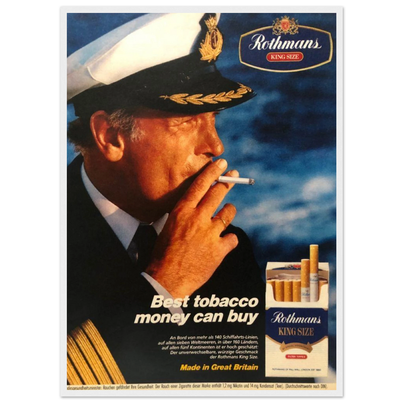 Rothmans King Size Best Tobacco Money Can Buy Vintage Poster Ad