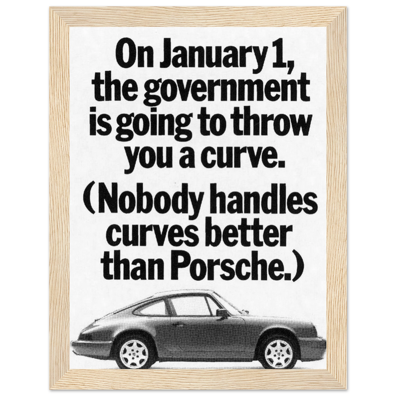 Porsche 911 Nobody Handles Curves Better Vintage Poster Ad