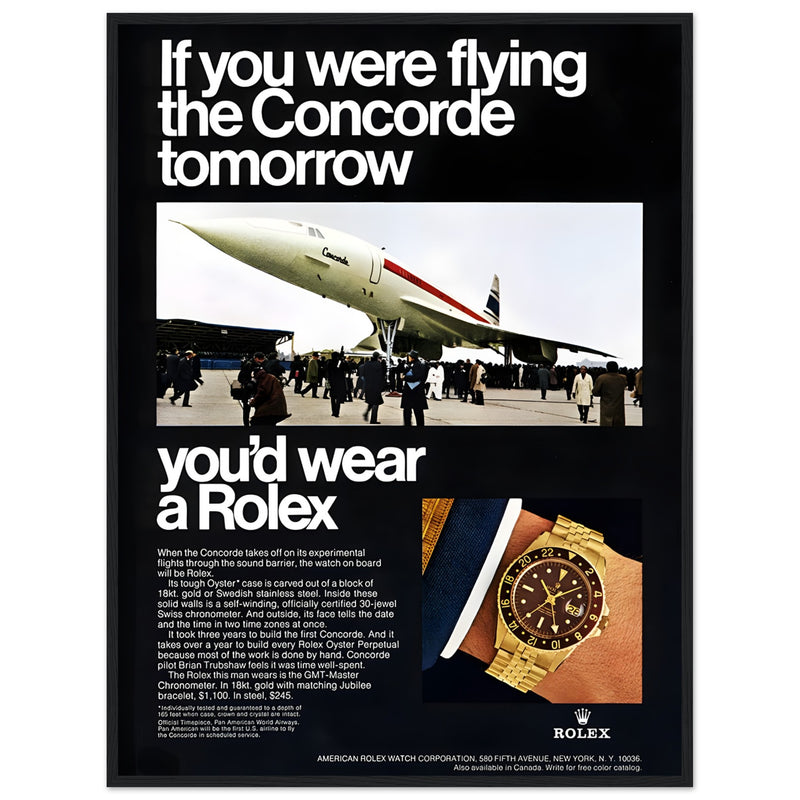 Rolex Oyster Perpetual Concorde Vintage Poster Ad