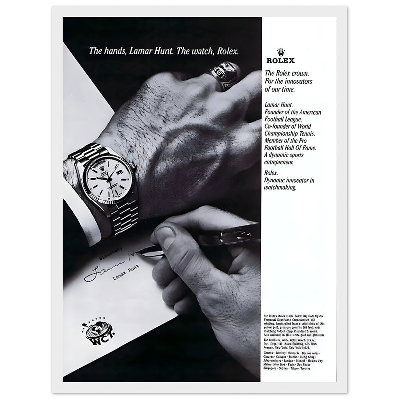 Rolex Lamar Hunt Vintage Poster Ad