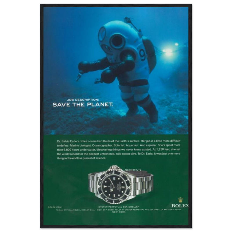 Rolex Sea-Dweller Save The Planet Vintage Poster Ad