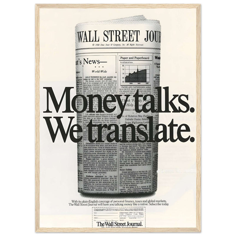 Wall Street Journal 1988 Vintage Poster Ad