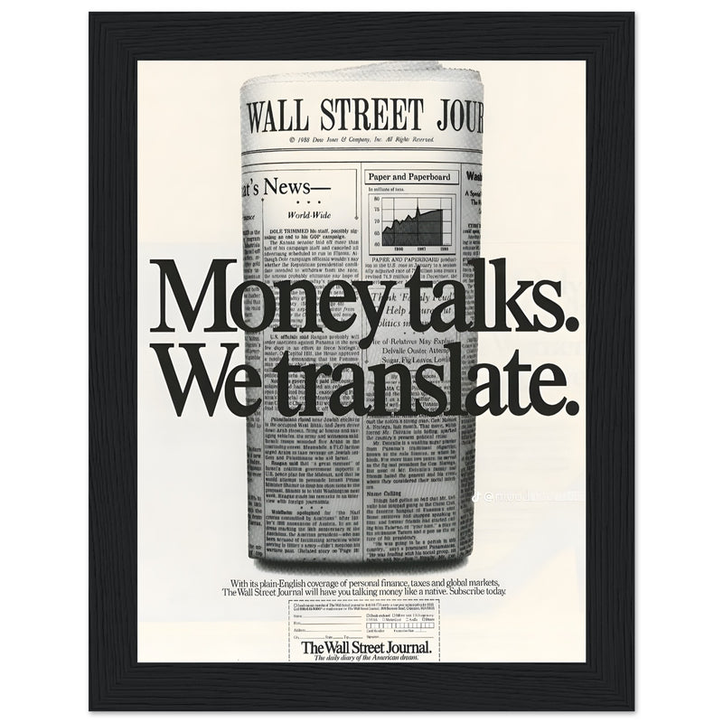 Wall Street Journal 1988 Vintage Poster Ad