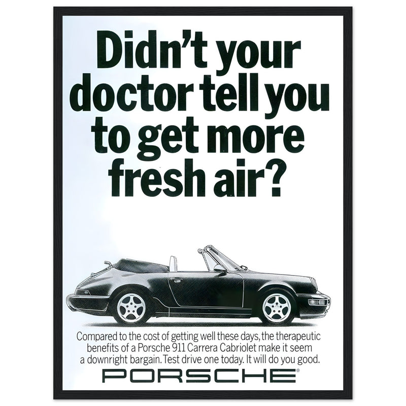 Porsche 911 Fresh Air Vintage Poster Ad