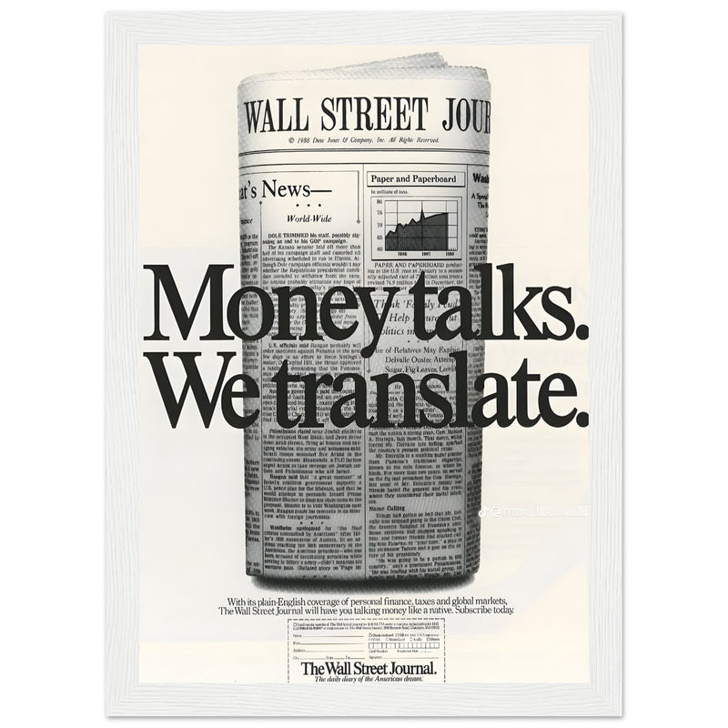 Wall Street Journal 1988 Vintage Poster Ad