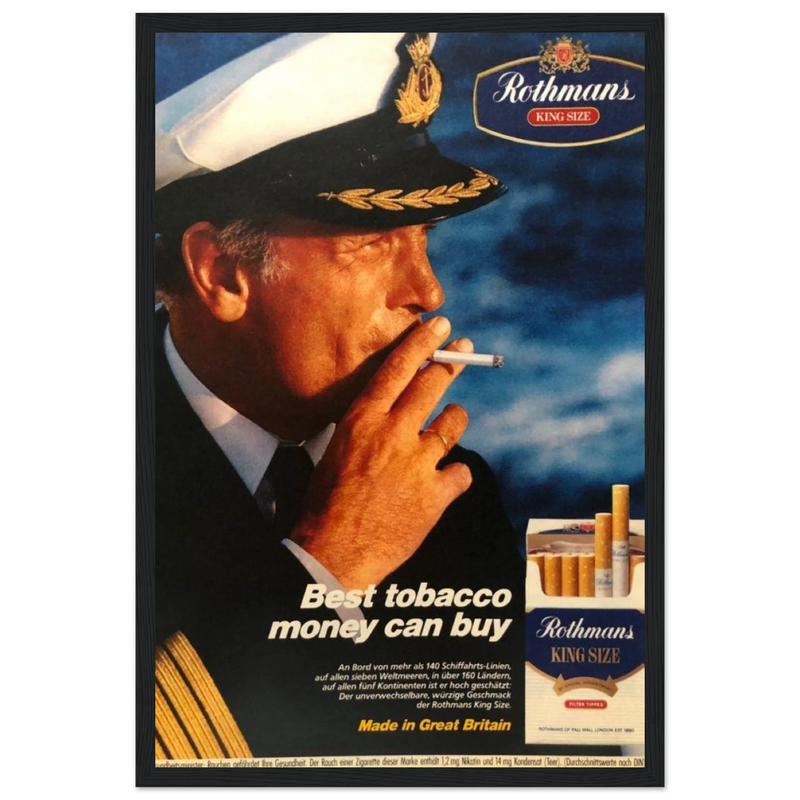 Rothmans King Size Best Tobacco Money Can Buy Vintage Poster Ad