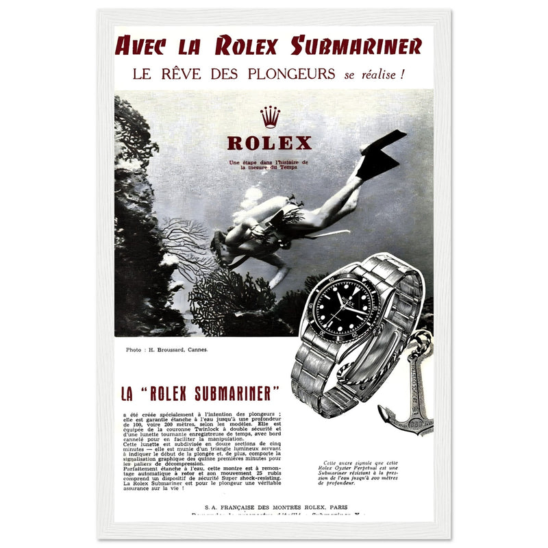 Avec La Rolex Submariner Vintage Poster Ad – Ad Art