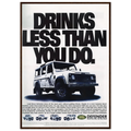 Land Rover Defender Drinks Less Than You Do Vintage Poster Ad