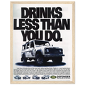 Land Rover Defender Drinks Less Than You Do Vintage Poster Ad