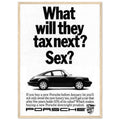 Porsche Tax Vintage Poster Ad